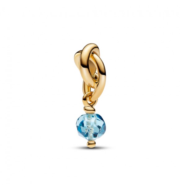 PANDORA 763462C03 Colgante bañado en oro de 14 k con cristal azul aguamarina