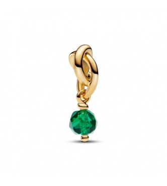 PANDORA 763462C05 Colgante bañado en oro de 14k con cristal verde real