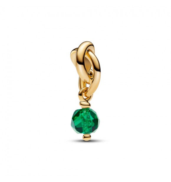 PANDORA 763462C05 Colgante bañado en oro de 14k con cristal verde real