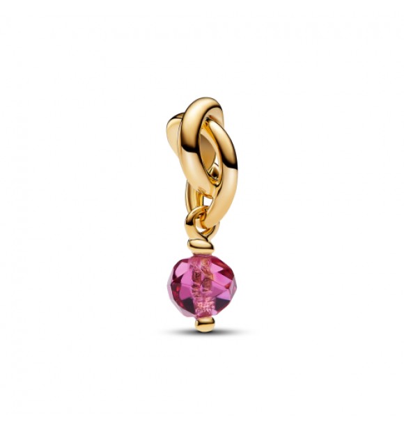 PANDORA 763462C10 Colgante bañado en oro de 14k con cristal rosa flox