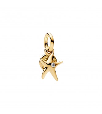 PANDORA 763892C01 Starfish 14k gold-plated double dangle with clear cubic zirconia
