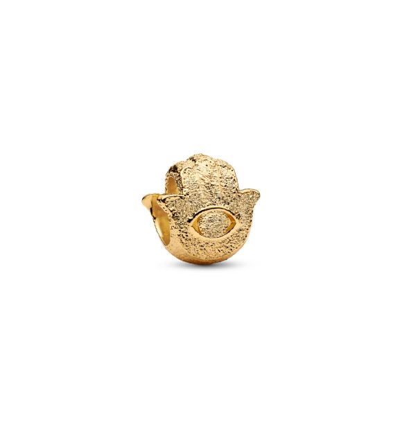 PANDORA Textured hamsa hand 14k gold-plated mini charm