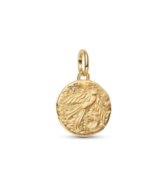 PANDORA Swallow 14k gold-plated medallion with clear cubic zirconia