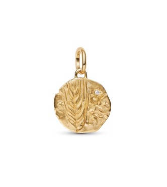PANDORA 764804C01 Wheat 14k gold-plated medallion with clear cubic zirconia