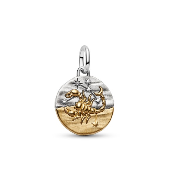 PANDORA 764985C01 Scorpius sterling silver and 14k gold-plated medallion with clear cubic zirconia