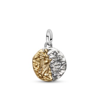 PANDORA 764992C01 Virgo sterling silver and 14k gold-plated medallion with clear cubic zirconia