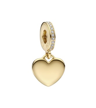 Engravable 14k gold-plated dangle with clear cubic zirconia