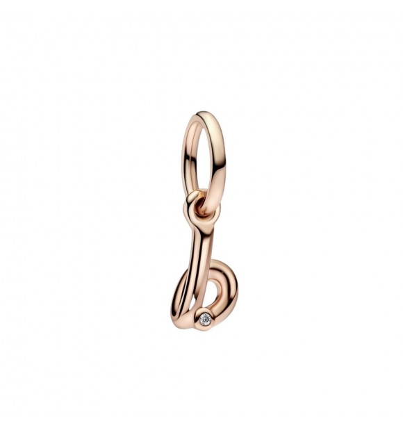 Letter b 14k rose gold-plated dangle with clear cubic zirconia