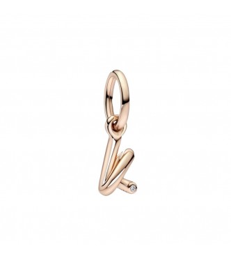 Letter k 14k rose gold-plated dangle with clear cubic zirconia
