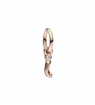 Letter i 14k rose gold-plated dangle with clear cubic zirconia
