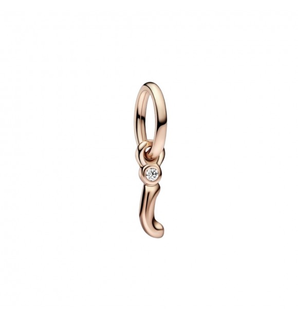 Letter i 14k rose gold-plated dangle with clear cubic zirconia