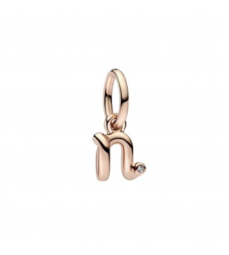 Letter n 14k rose gold-plated dangle with clear cubic zirconia