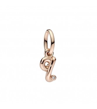 Letter q 14k rose gold-plated dangle with clear cubic zirconia