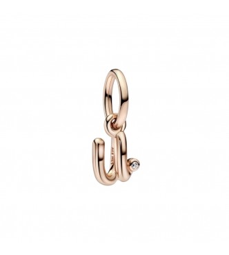 Letter u 14k rose gold-plated dangle with clear cubic zirconia