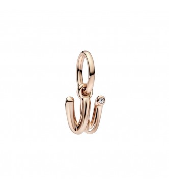 Letter w 14k rose gold-plated dangle with clear cubic zirconia
