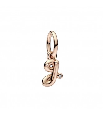 Letter g 14k rose gold-plated dangle with clear cubic zirconia