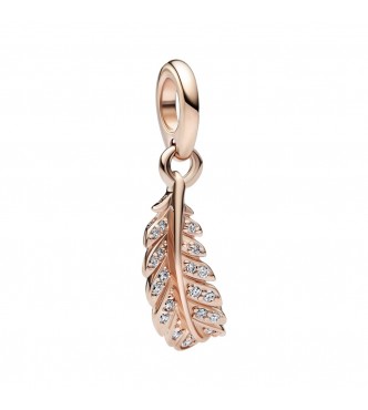 Feather 14k rose gold-plated dangle with clear cubic zirconia