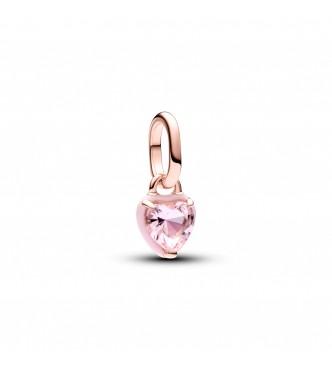 PANDORA 783042C01 Mini colgante en forma de corazón chapado en oro rosa de 14k con cristal rosa orquídea y esmalte rosa