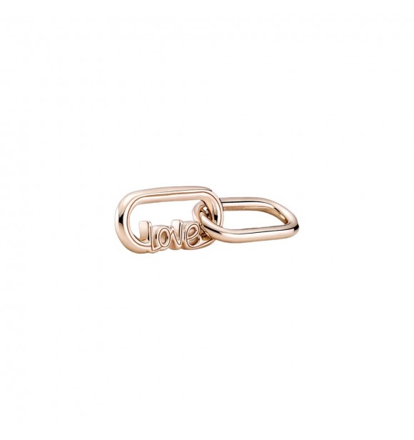 Love script 14k rose gold-plated double link
