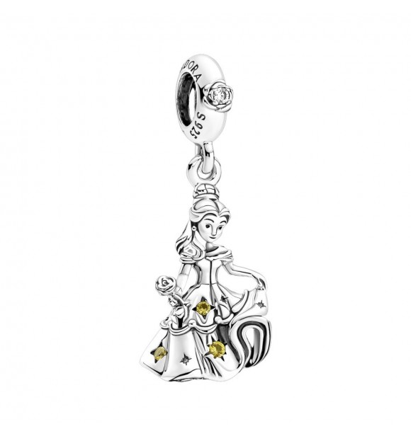 Disney Belle dangle with blazing yellow crystal and clear cubic zirconia