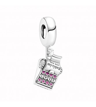 Padlock and key sterling silver dangle with salsa red crystal