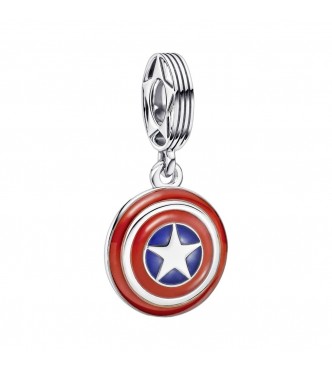 PANDORA 790780C01 Marvel Captain America Shield sterling silver dangle with blue and red enamel