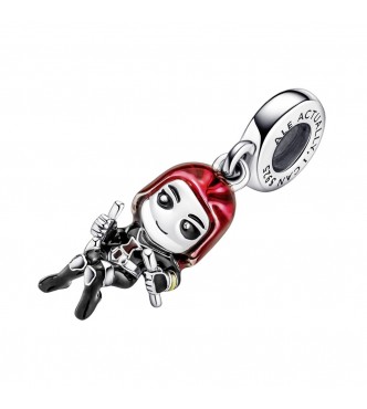 PANDORA 790785C01 Marvel Black Widow sterling silver dangle with black,
 red and yellow enamel