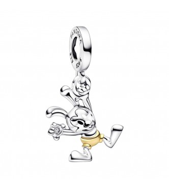 Disney 100 Oswald sterling silver and 14k gold dangle with 0.009 ct TW GHI SI1+ round brilliant-cut lab-created diamond and black enamel
