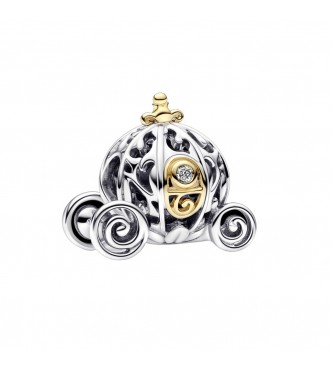 Disney 100 Cinderella carriage sterling silver and 14k gold charm with 0.015 ct TW GHI/SI1+ round brilliant-cut lab-created diamond
