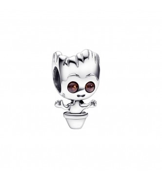 Marvel Baby Groot sterling silver charm with brown crystal