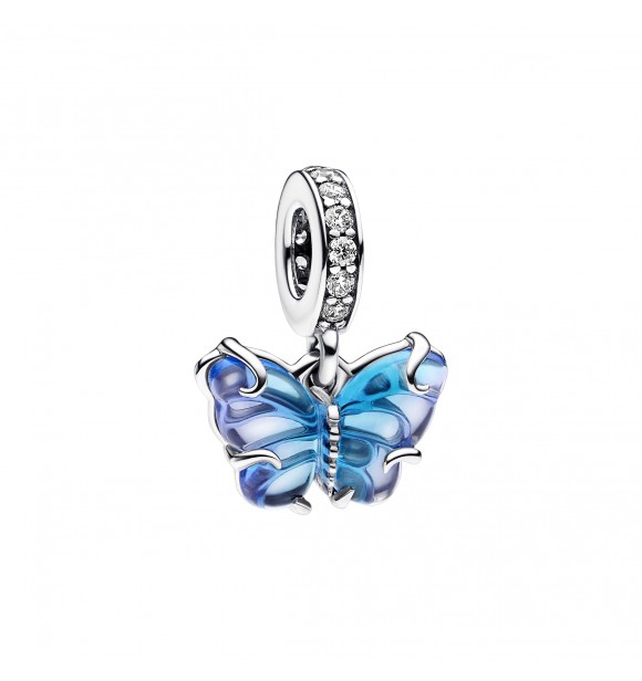 PANDORA 792698C01 Colgante Mariposa de plata de primera ley con cristal de Murano azul bicolor y circonita cúbica transparente