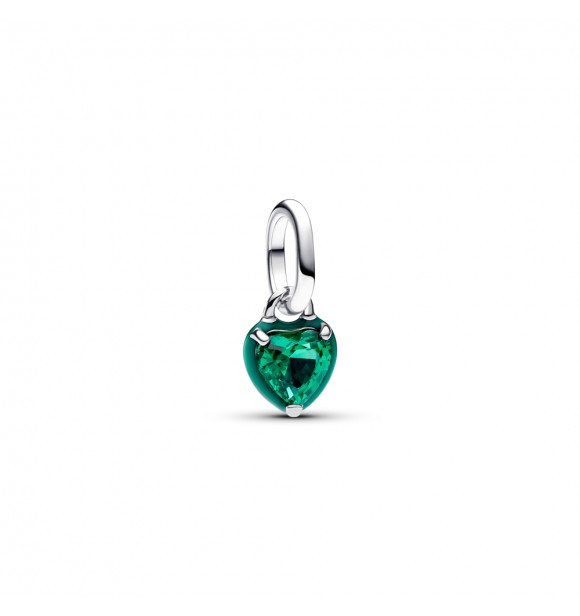 PANDORA 793042C03 Mini colgante de corazón de plata de primera ley con cristal verde y esmalte verde