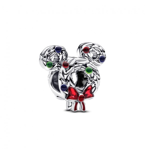 Colgante de plata de ley con corona de Mickey Mouse de Disney con esmalte azul,
 rojo y verde transparente