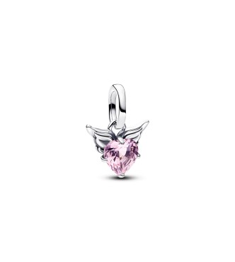 PANDORA 793626C02 Winged heart sterling silver mini dangle with orchid pink crystal