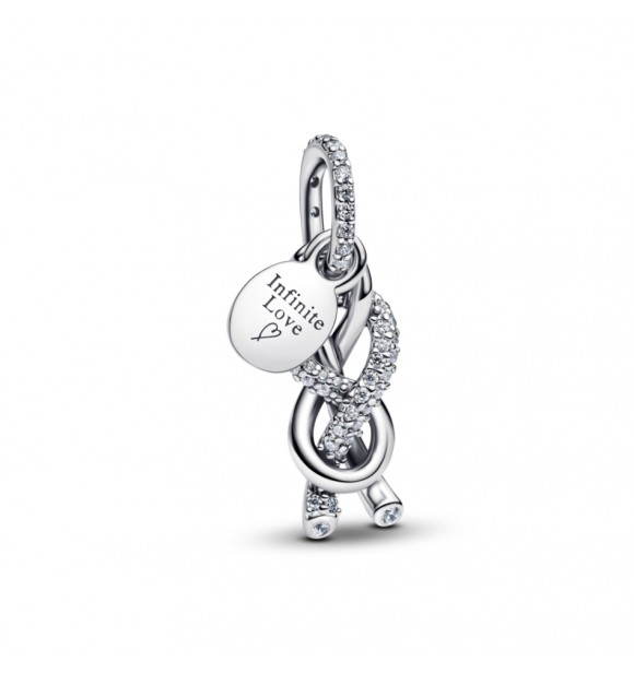 PANDORA 793780C01 Nudo infinito en plata de ley con doble colgante y circonita cúbica transparente
