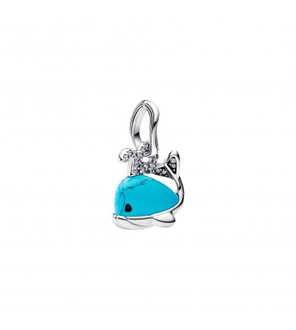 PANDORA 793822C01 Whale sterling silver dangle with clear cubic zirconia,
 imitation turquoise and black enamel