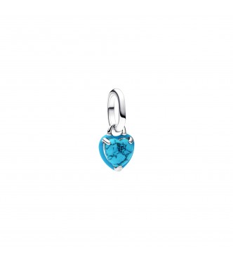 PANDORA 793827C01 Heart sterling silver mini dangle with imitation turquoise and turquoise enamel
