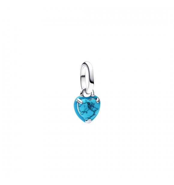 PANDORA 793827C01 Heart sterling silver mini dangle with imitation turquoise and turquoise enamel