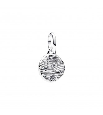 PANDORA 793860C01 Engravable sterling silver mini medallion with clear cubic zirconia