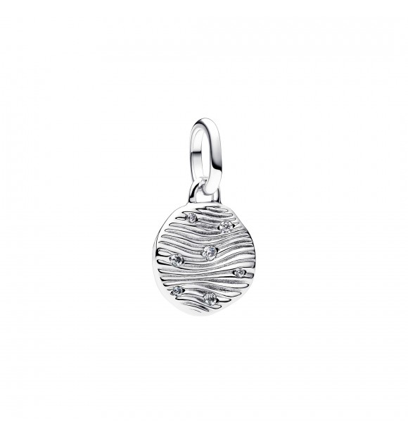 PANDORA 793860C01 Engravable sterling silver mini medallion with clear cubic zirconia