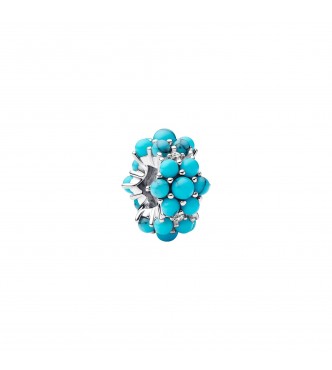 PANDORA 793897C02 Sterling silver charm with clear cubic zirconia and imitation turquoise