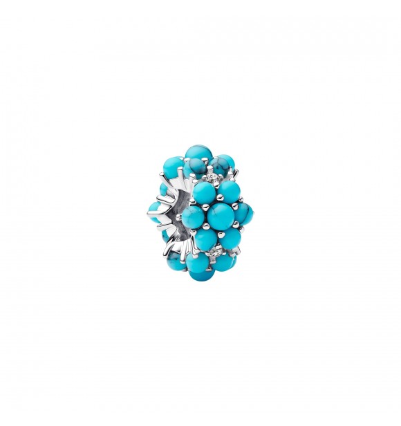 PANDORA 793897C02 Sterling silver charm with clear cubic zirconia and imitation turquoise