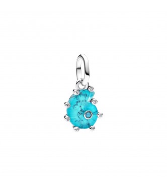 PANDORA 793900C01 Sea snail sterling silver dangle with capri blue crystal,
 clear cubic zirconia, imitation turquoise and Murano glass