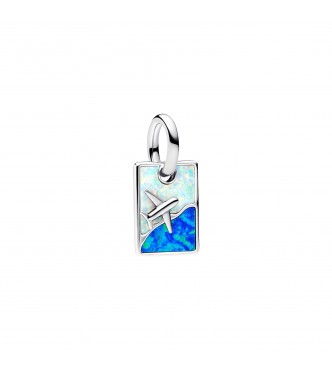 PANDORA 793913C01 Travel sterling silver dangle with white and blue lab-created opal