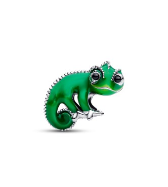 PANDORA Disney Tangled Pascal sterling silver charm with black crystal and color-changing green enamel