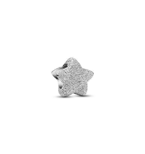 PANDORA Textured star sterling silver mini charm