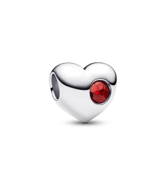 794161C01 Engravable heart sterling silver charm with salsa red crystal