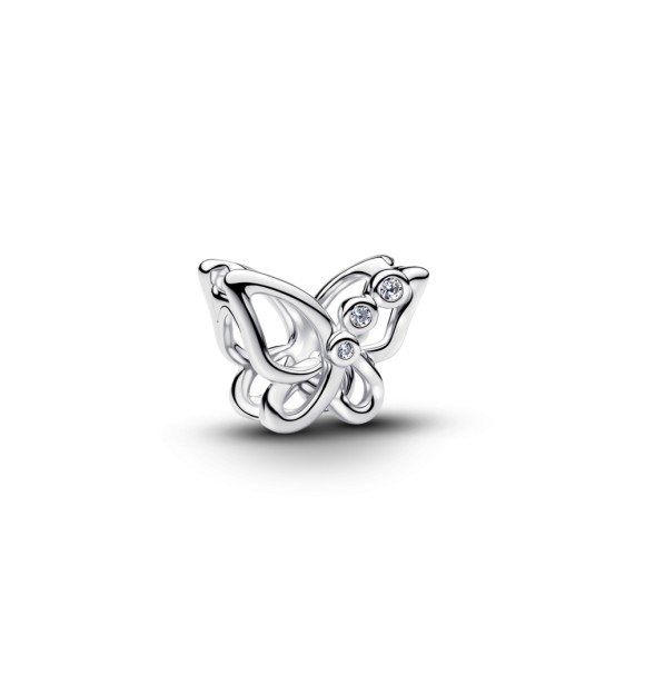 794369C01 Butterfly sterling silver charm with clear cubic zirconia