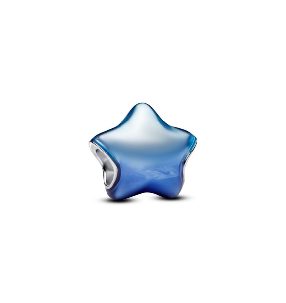 PANDORA 794382C01 Puffy star sterling silver charm with blue enamel