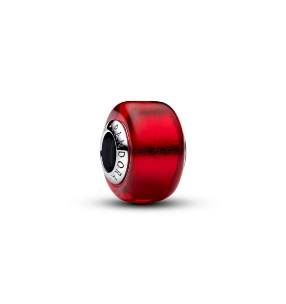 PANDORA 794425C00 Sterling silver charm with red Murano glass and gold foil